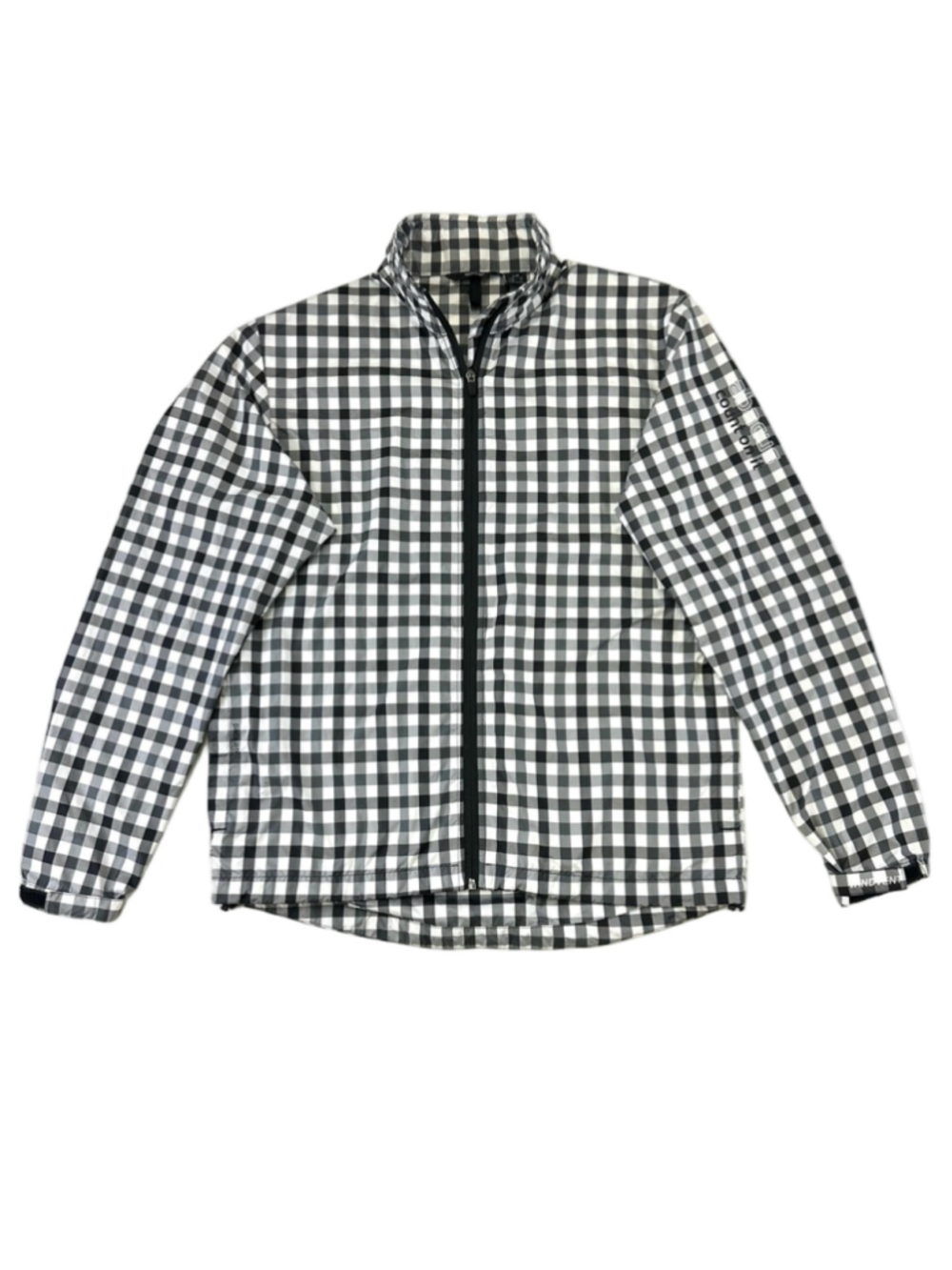 Abacus mens Gold Windbreaker Jacket Packable Mens L Black White Check Full Zip